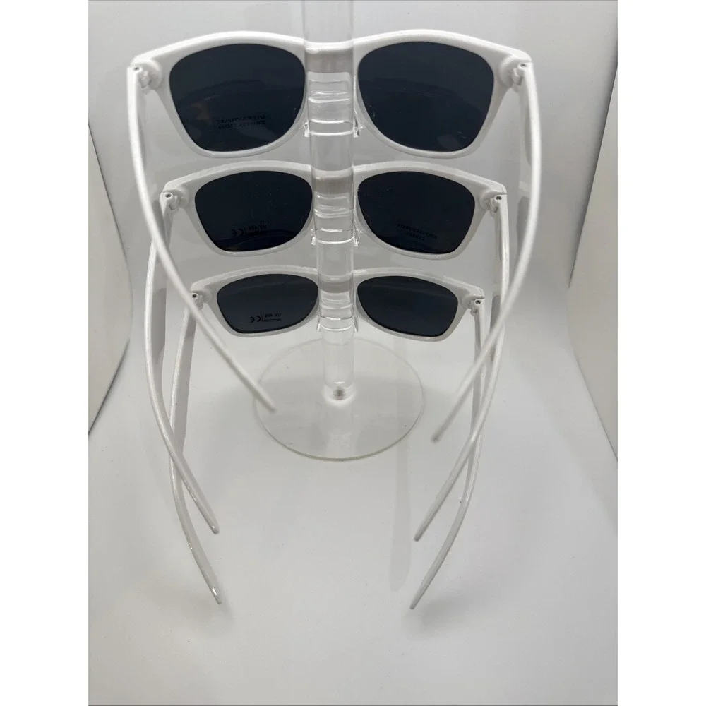 3 X Sunglasses Square White Frame Green Lens  UV Protective WHOLESALE DEAL -NWT